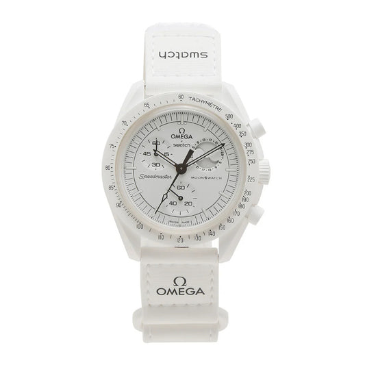 SWATCH X OMEGA BIOCERAMIC MOONSWATCH MISSION TO MOONPHASE SNOOPY WHITE